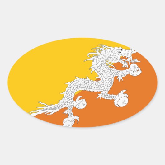 ブータン国旗ステッカー 楕円形シール (正面)