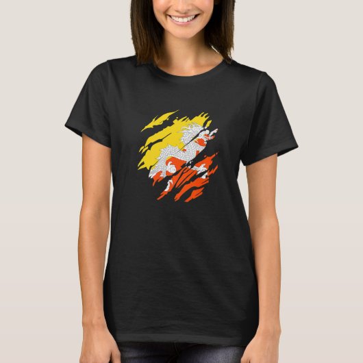 ブータン国旗ブータン Tシャツ (正面)