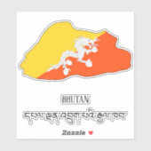 ブータン国旗魅力的国の地図 シール (シート)