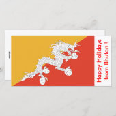 ブータン国旗、ブータンからのハッピーホリデー シーズンカード (正面/裏面)