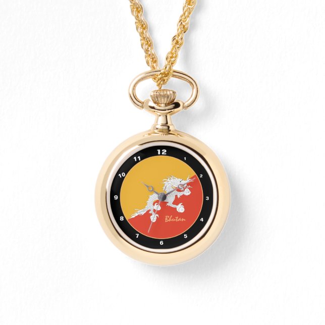 ブータン国旗&ブータンファッション/デザインウォッチ 腕時計 (正面)