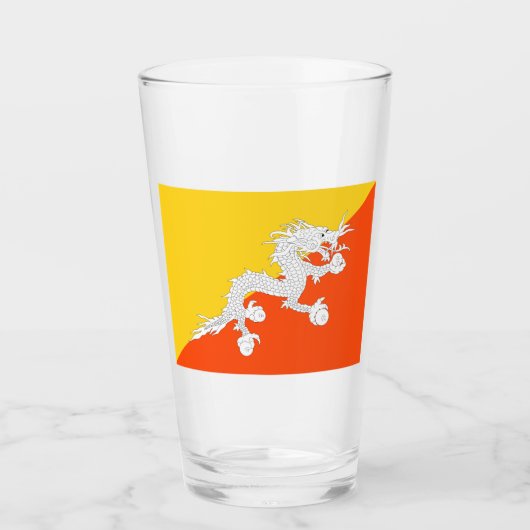 ブータン国旗（ブータン） （サンダー・ドラゴン） タンブラーグラス (正面)