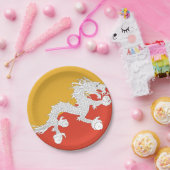 ブータン国旗 ペーパープレート (パーティー)