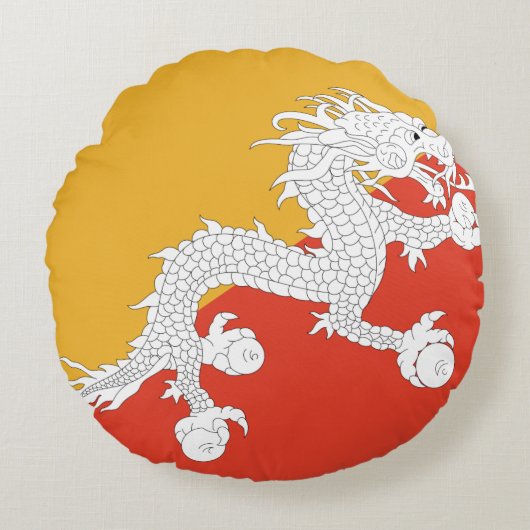 ブータン国旗 ラウンドクッション (正面)