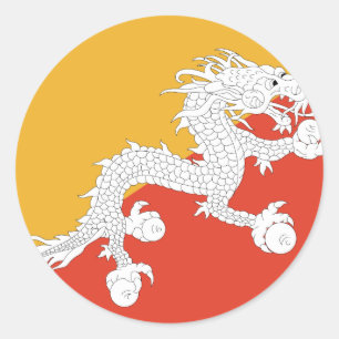ブータン国旗 ラウンドシール
