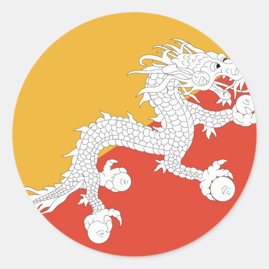 ブータン国旗 ラウンドシール (正面)