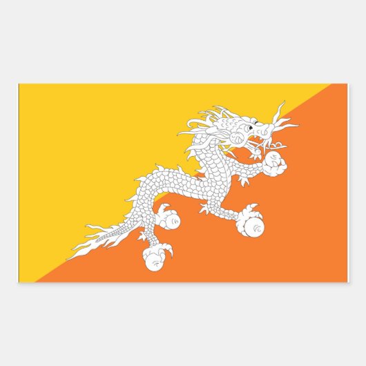 ブータン国旗 長方形シール (正面)