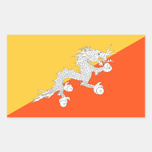 ブータン国旗 長方形シール