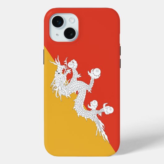 ブータン国旗 Apple iPhone 15 Plus カバー (裏面)