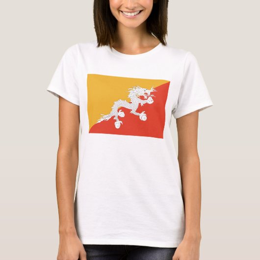 ブータン国旗x地図Tシャツ Tシャツ (正面)