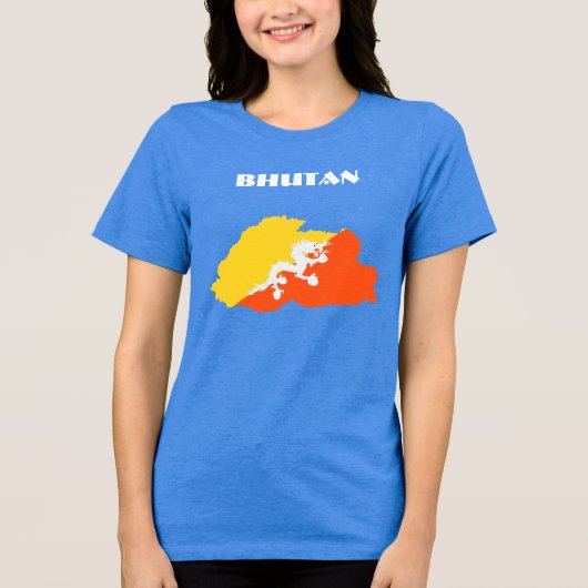 ブータン特別なカスタマイズ可能なブルー観光客 トライブレンドTシャツ (正面)