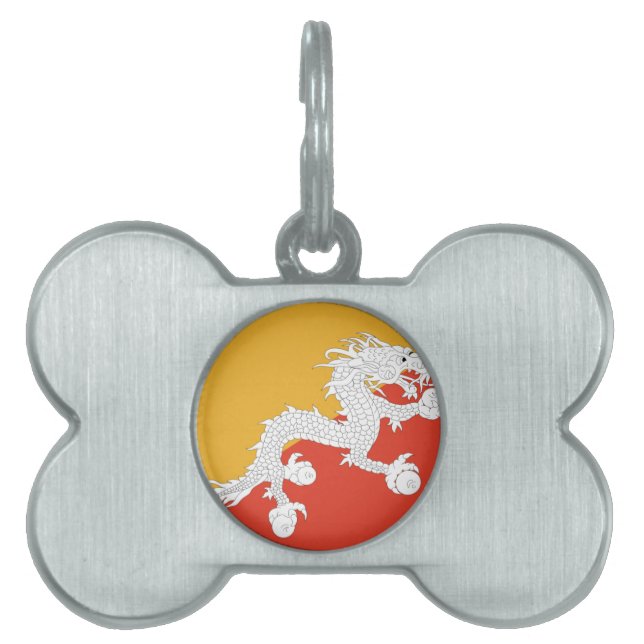 ブータン王国旗、竜火 ペットネームタグ (正面)