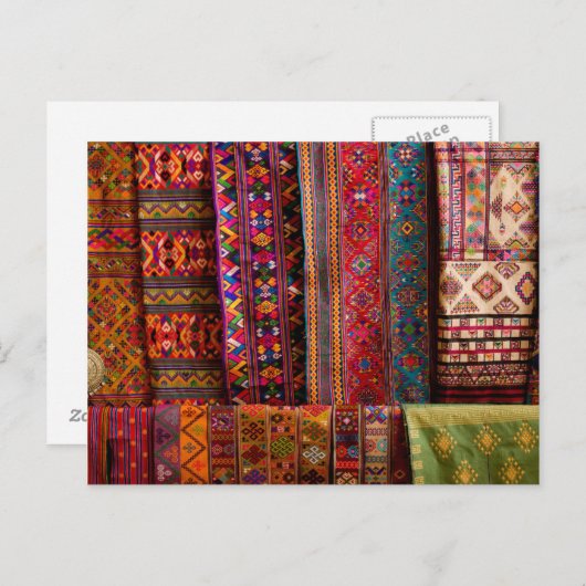 ブータン製の販売用ファブリック ポストカード (正面/裏面)
