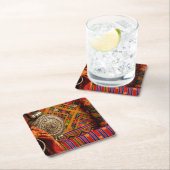 ブータン·ファブリック スクエアペーパーコースター (インサイチュ)