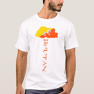 ブータン 国地図 旗 Tシャツ