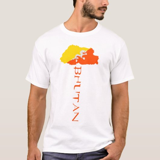 ブータン 国地図 旗 Tシャツ (正面)