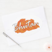 ブータン 楕円形シール (封筒)