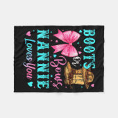 ブーツかリボン ナニー愛してるよ 性別発表ファミリー フリースブランケット (正面(横))