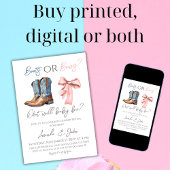 ブーツかリボン ブルー ピンク 性別発表 招待状