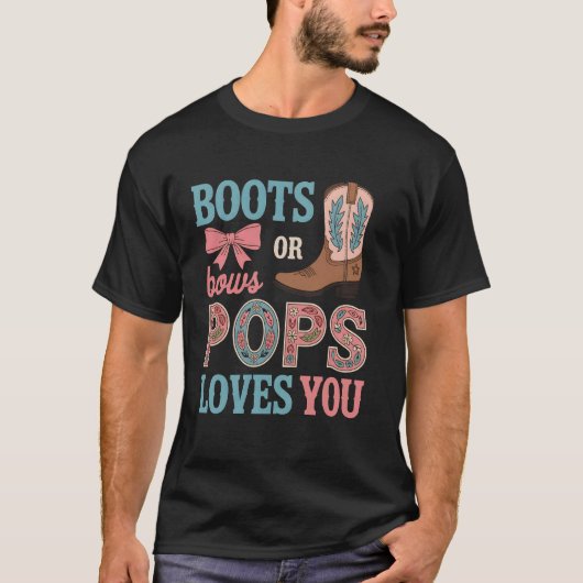 ブーツかリボン Pops Loves You 性別発表 コウボーイ Tシャツ (正面)
