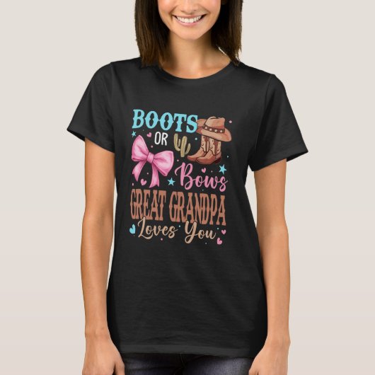ブーツか弓 Gender Reveal パーティー告知 Gre Tシャツ (正面)