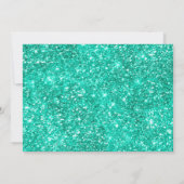 ブーツが泡立つ |女性のカーボーイブートティール(緑がかった色)きらめくワイン 招待状 (裏面)