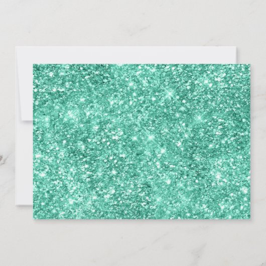 ブーツが泡立つ |女性のカーボーイブートティール（緑がかった色）きらめくワイン 招待状 (裏面)