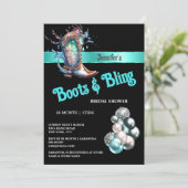 ブーツきらきら光るファンタジー女性のカーボーイブートグリッターバルーン 招待状 (スタンド正面)
