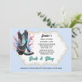 ブーツきらきら光る光沢のある女性のカーボーイブーツファンタジーの羽 招待状 (スタンド正面)