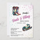 ブーツきらきら光る女性のカーボーイブーツglam stetsonきらめく 招待状 (正面)