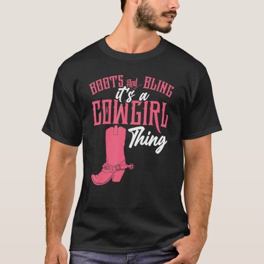 ブーツきらきら光る女性のカーボーイ Tシャツ (正面)