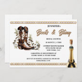 ブーツきらきら光る |女性のカーボーイブーツ白い花ダイヤモンド 招待状 (正面/裏面)