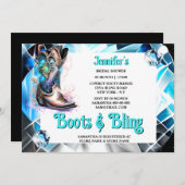 ブーツきらきら光る |神話の女性のカーボーイブートダイヤモンドシャイン 招待状 (正面/裏面)