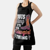 ブーツときらきら光るその女性のカーボーイ物の西サボテン エプロン (インサイチュ)