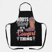 ブーツときらきら光るその女性のカーボーイ物の西サボテン エプロン (正面)
