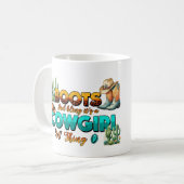 ブーツときらきら光るサボテンパーソナライズされた コーヒーマグカップ (正面左)