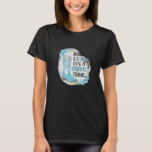 ブーツとキラキラ カウガールの証 Tシャツ (正面)