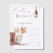 ブーツとバブルなボーホー パンパス グラス ブライダル シャワー ベラム紙招待状 (オフセット)