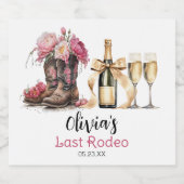 ブーツとバブルブライダルシャワーラストロデオ スパークリングワインラベル (シングルラベル)