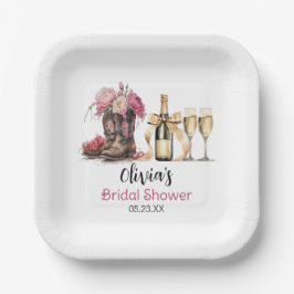 ブーツとバブルブライダルシャワーラストロデオ ペーパープレート