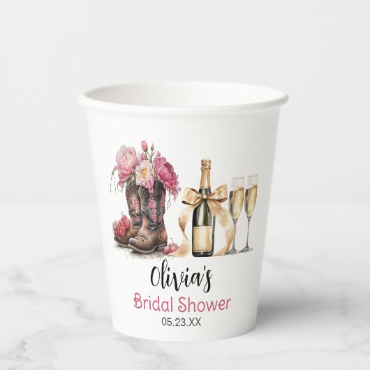 ブーツとバブルブライダルシャワーラストロデオ 紙コップ (正面)