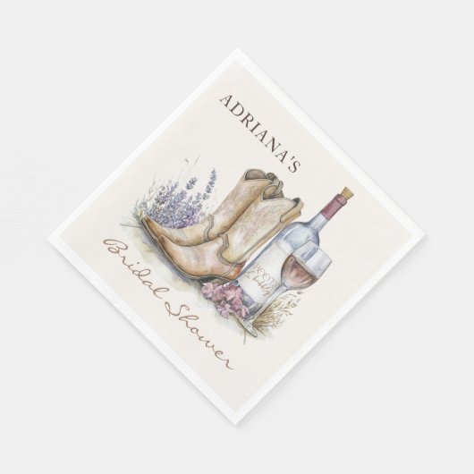 ブーツとバブルリーな花のウェディングシャワー スタンダードランチョンナプキン (角)