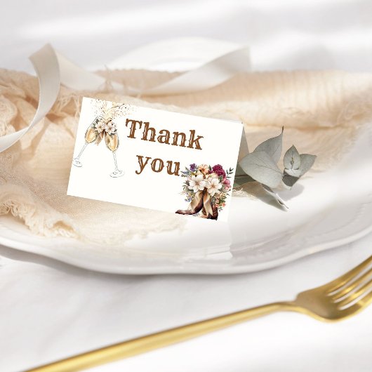 ブーツとバブルリーのウェディングシャワーの感謝カード サンキューカード