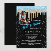 ブーツとバブルリーのカントリーウェディングブーツ グリッター輝き ブライズ  招待状 (正面/裏面)