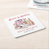 ブーツとバブルリーの海岸カウガール・ブライダルシャワー スクエアペーパーコースター (アングル)