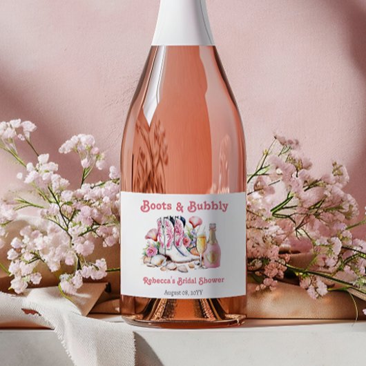 ブーツとバブルリーの海岸カウガール・ブライダルシャワー スパークリングワインラベル