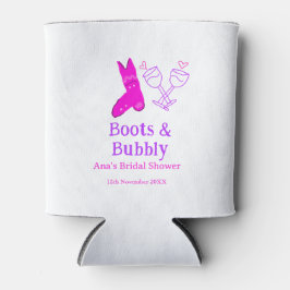 ブーツとバブルリーシャンパンボトル ブライダルシャワー ピンク 缶クーラー