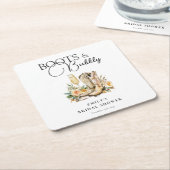 ブーツとバブルリー ウェスタン ブライダル シャワー スクエアペーパーコースター (アングル)