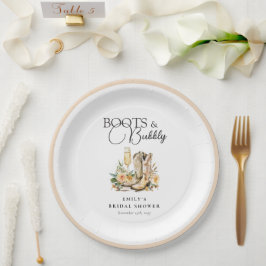 ブーツとバブルリー ウェスタン ブライダル シャワー ペーパープレート