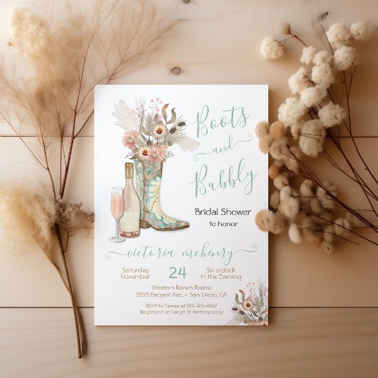 ブーツとバブルリー ウエスタンカウガール ブライズシャワー 招待状